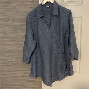 Jones New York Denim Blue Linen Shirt